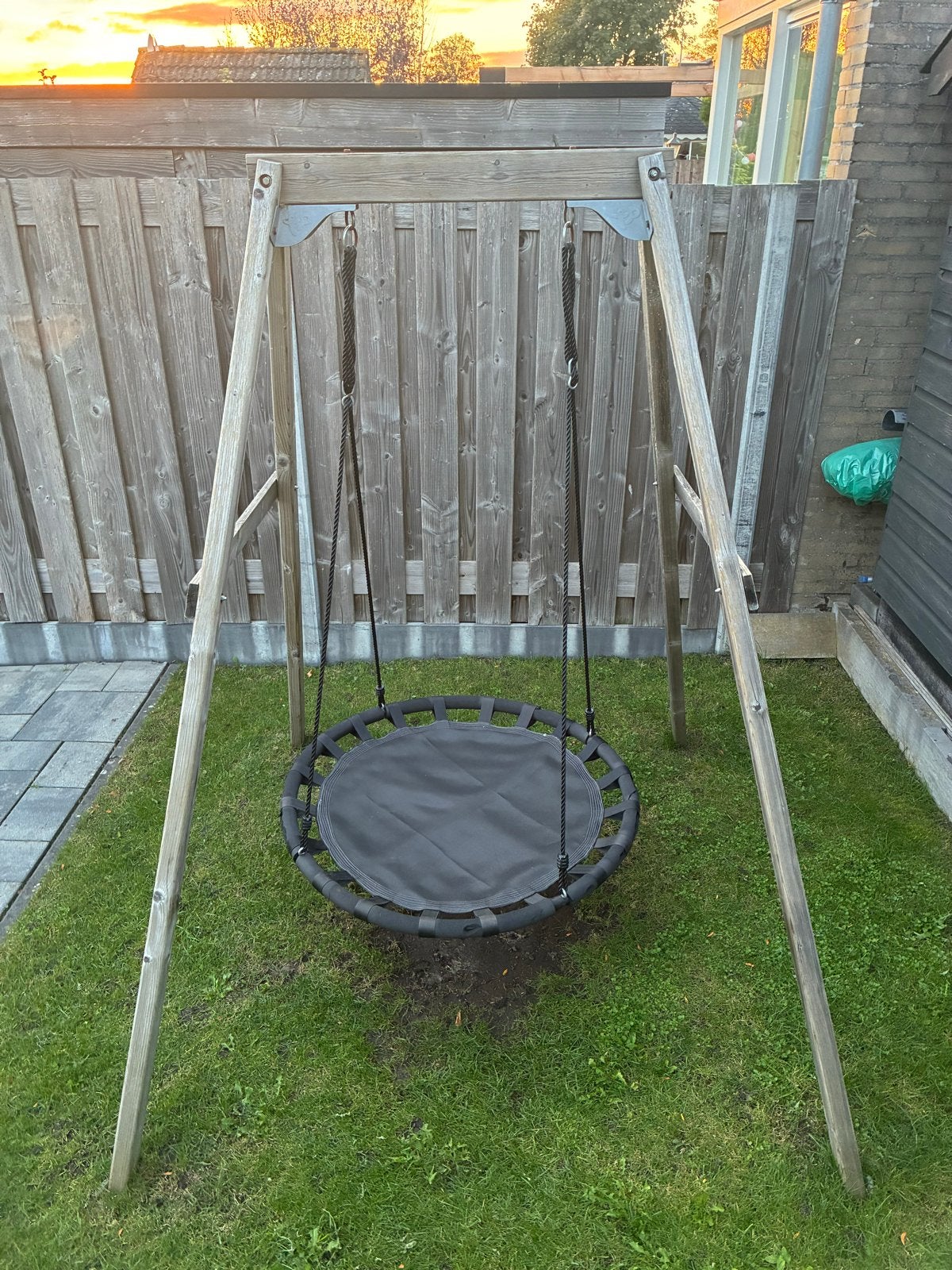 Houten schommel met nestschommel voor de tuin, Kinderen en Baby's, Ophalen of Verzenden, Gebruikt, Schommel
