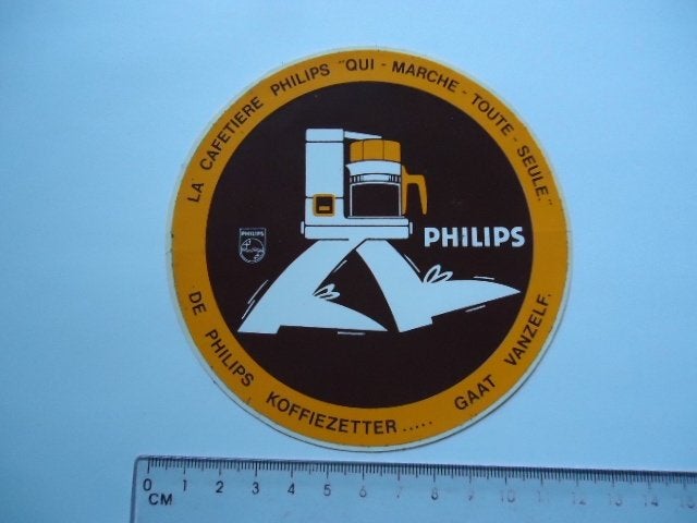 sticker oud Philips koffie strip koffiezetapparaat jaren 70, Verzenden, Zo goed als nieuw, Bedrijf of Vereniging
