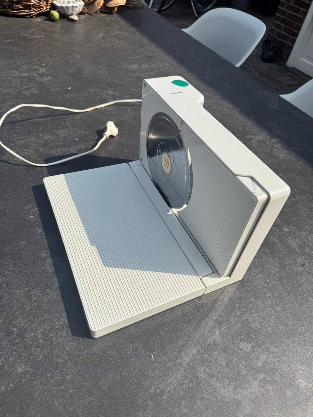 Krups elektrische snijmachine / vleessnijder – opvouwbaar, Ophalen of Verzenden, Gebruikt