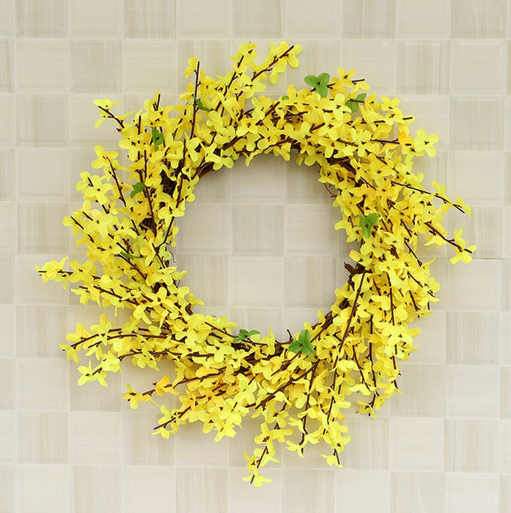 Kunst Gele Bladeren Krans Nep Bloemen Bloemenkrans Sier, Verzenden, Nieuw, Krans