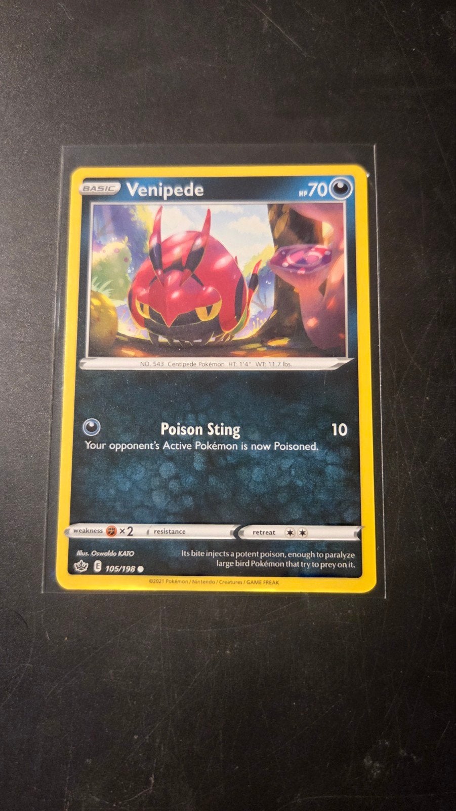 Venipede 105/198 Chilling Reign Pokémon Kaart, Verzenden, Zo goed als nieuw, Losse kaart