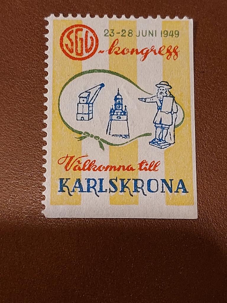 Zweden cinderella congres geheelonthouders Karlskrona 1949, Ophalen of Verzenden, Zweden, Postfris