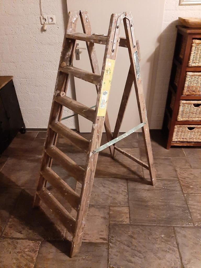 trap schilder trap hout vintage brocante schilders decoratie, Gebruikt, Schilder trap, Keuken trap, Ophalen of Verzenden