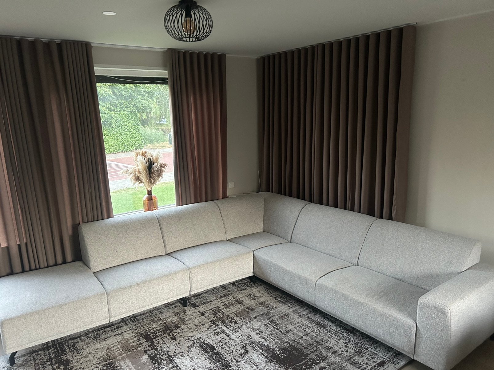 Hoekbank grijs/beige, Ophalen, Minder dan 75 cm, Hoekbank, 300 cm of meer