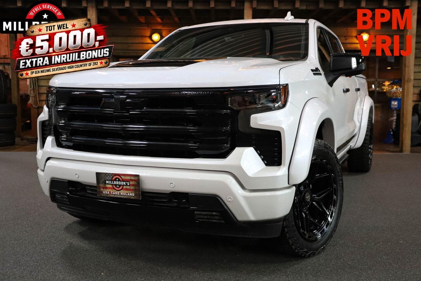 Chevrolet Silverado High Country Black Edition, Widebody, LP, Auto's, Automaat, 8 cilinders, 4 stoelen, Wit