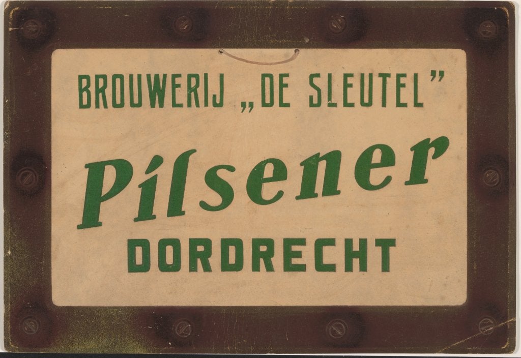 GEZOCHT: Reclamebordje Brouwerij De Sleutel Dordrecht, Ophalen of Verzenden, Gebruikt, Reclamebord, Plaat of Schild, Overige merken
