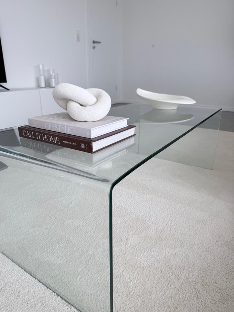 Glazen salontafel in Fiam stijl - 110 x 50 cm, Huis en Inrichting, Tafels | Salontafels, Ophalen, Gebruikt, 100 tot 150 cm, 50 tot 100 cm