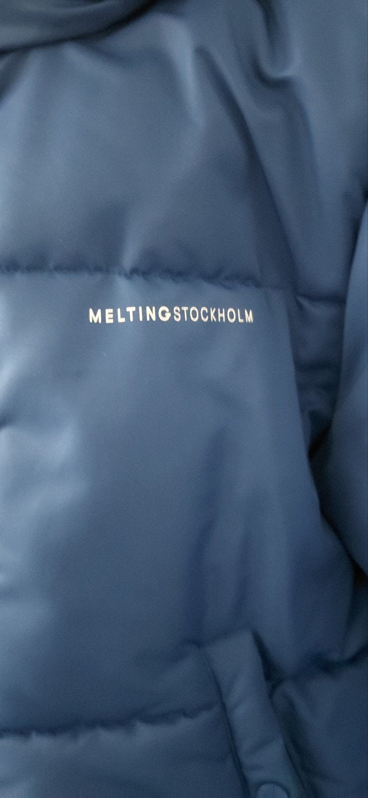 Blauwe Melting Stockholm Puffer Jas Maat S, Blauw, Ophalen of Verzenden, Zo goed als nieuw, Maat 36 (S)
