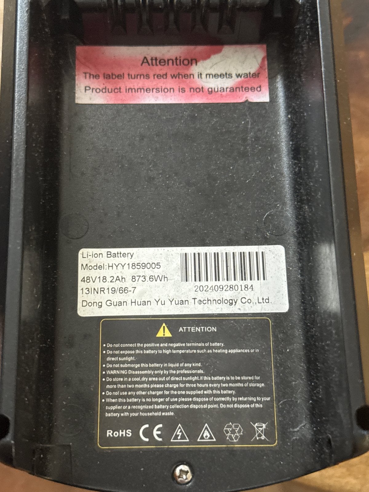 Li-ion Accu 48V 18.2Ah 873.6Wh E-bike, Ophalen of Verzenden, Gebruikt