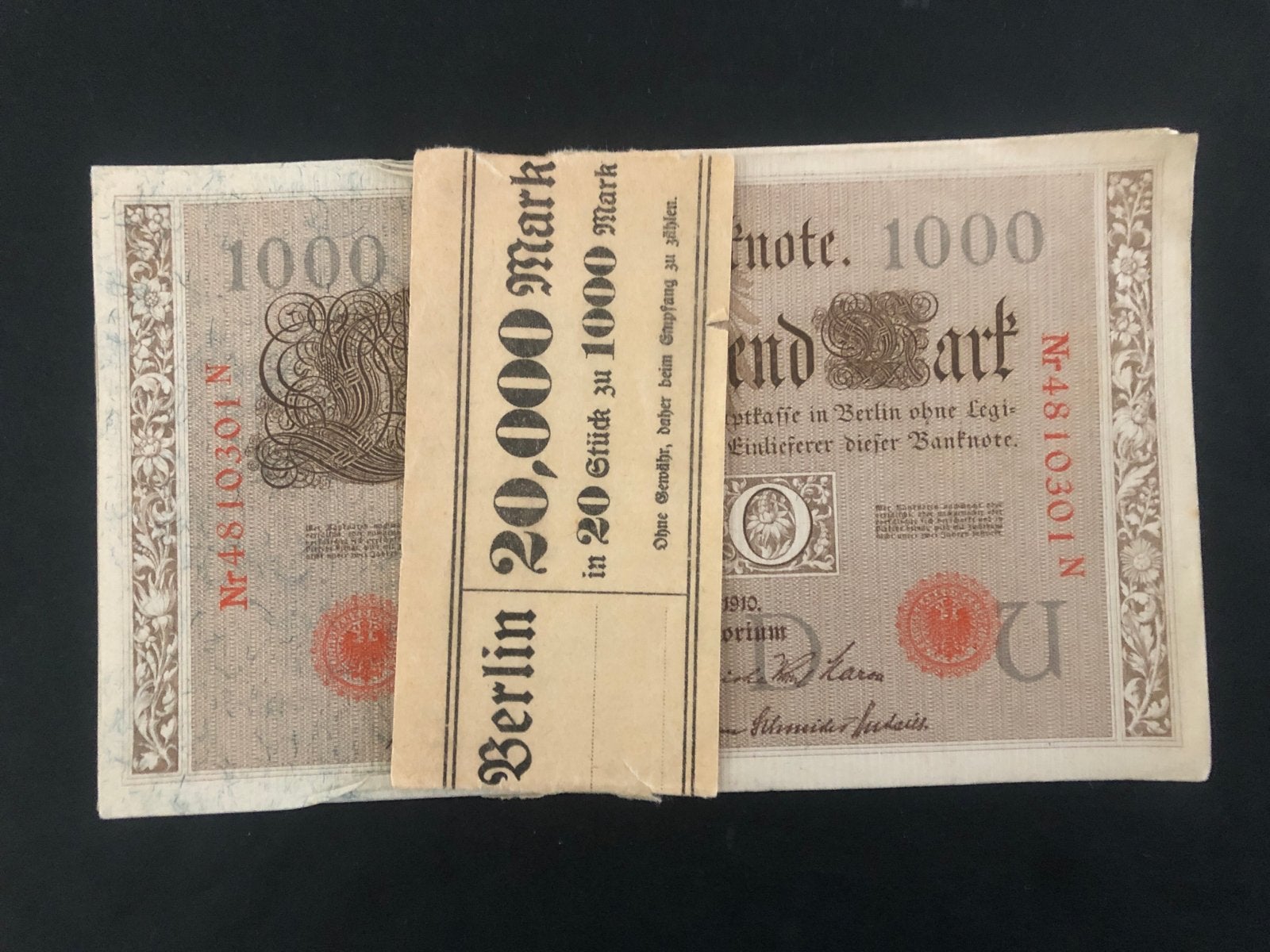 Set van 20 Duitse 1000 Mark biljetten (1910), Postzegels en Munten, Bankbiljetten | Europa | Niet-Eurobiljetten, Ophalen of Verzenden