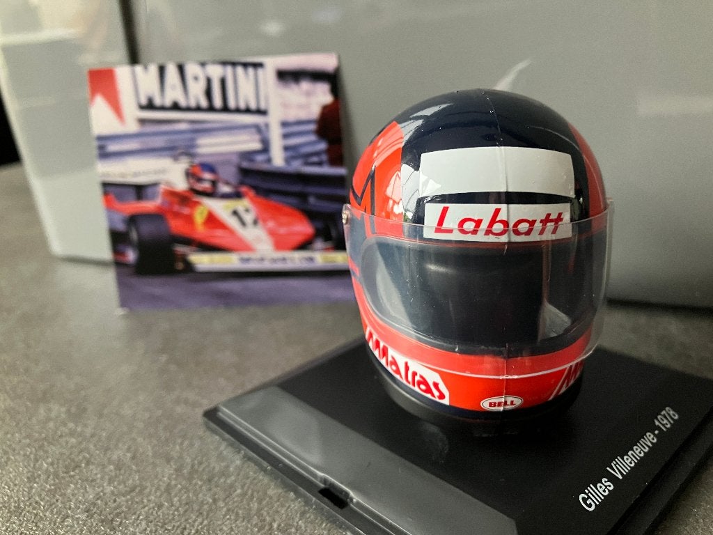 ✅ Gilles Villeneuve 1:5 helm 1978 Ferrari 312T Formule 1, Ophalen of Verzenden, Nieuw, Formule 1