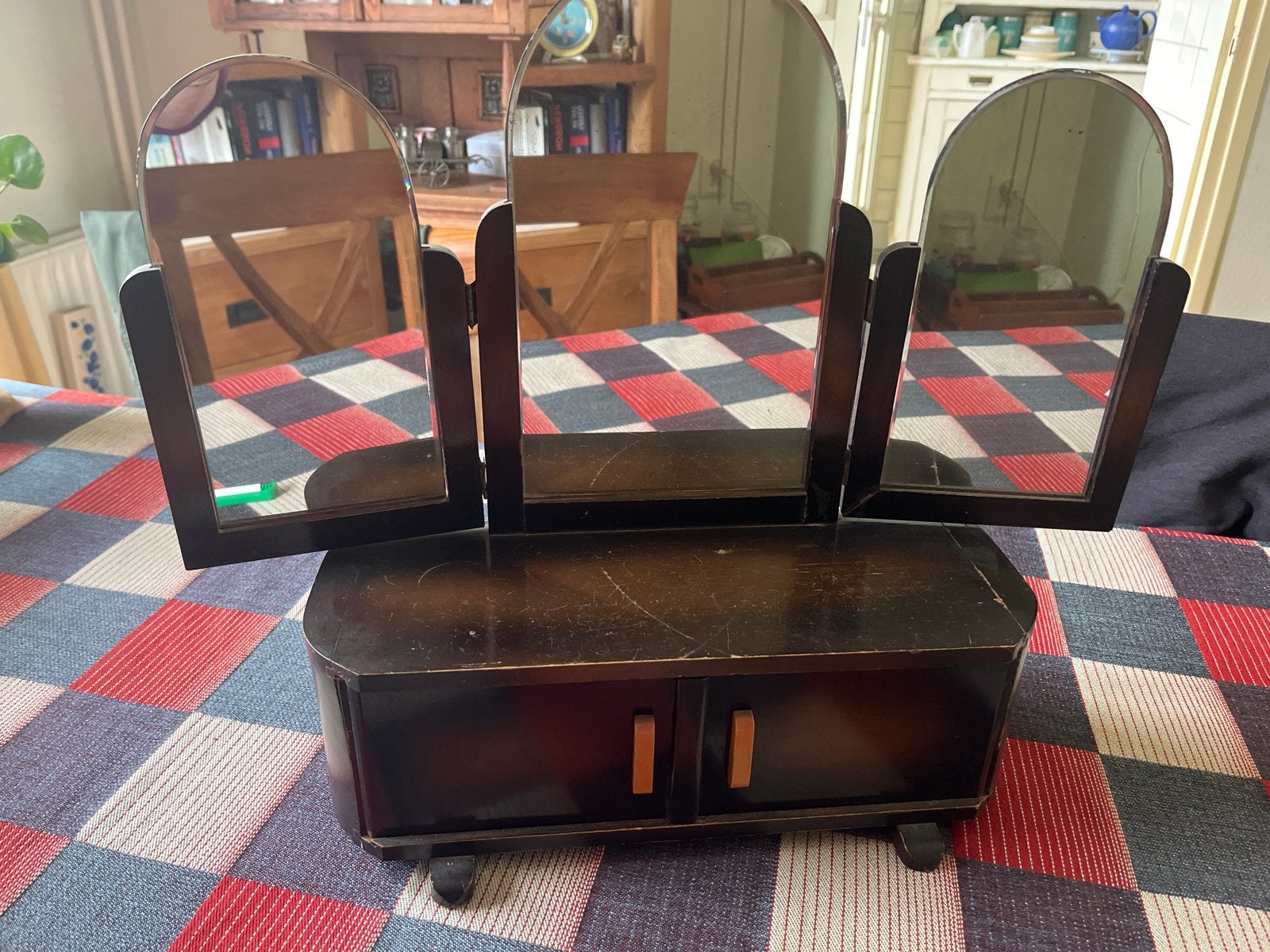 Vintage kaptafelspiegel of Poppen kaptafel met opbergruimte, Ophalen of Verzenden