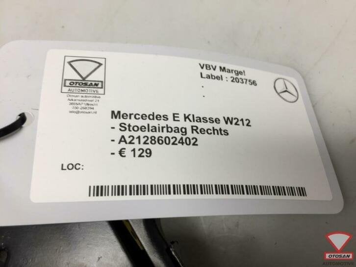 mercedes e klasse w212 stoelairbag rechts a2128602402, Gebruikt, Mercedes-Benz AG, Mercedes-Benz, Ophalen of Verzenden