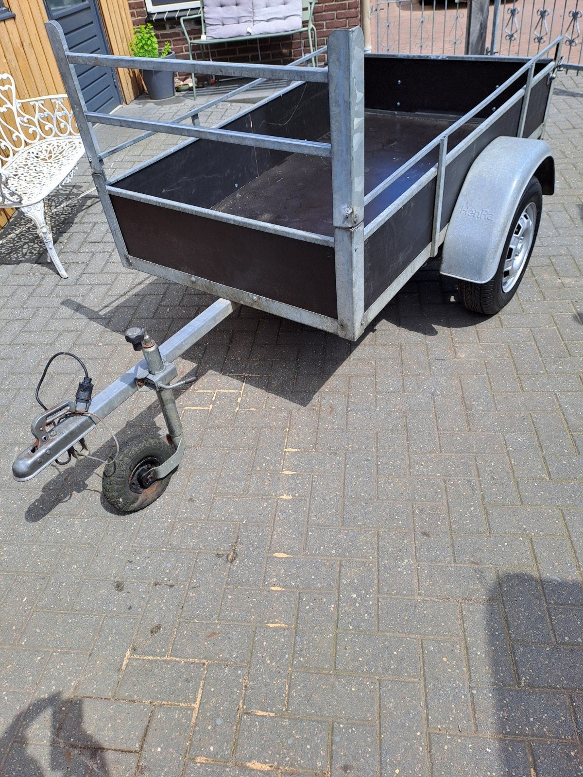 kar Aanhanger enkelasser, Tuin en Terras, Zitmaaiers, Ophalen of Verzenden, Gebruikt