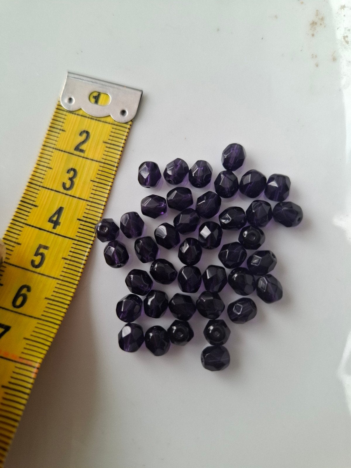 40 stuks 6 mm Tsjechische glaskralen paars kralen partij, Kraal, -, -, Nieuw