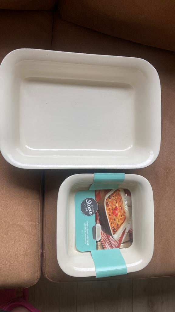 Twee grijze ovenschalen, Ophalen of Verzenden, Zo goed als nieuw, Overige stijlen, Overige typen