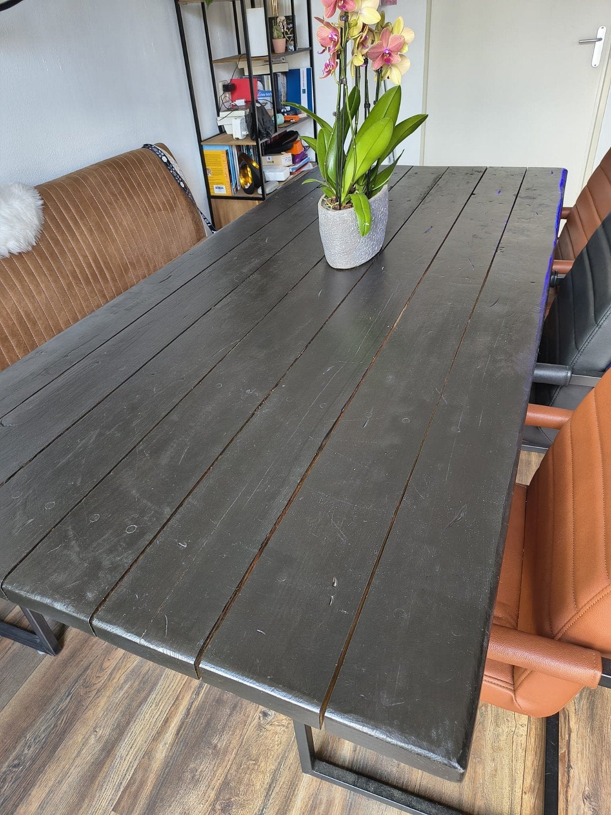 eettafel zwart 220/100, Ophalen, Gebruikt, 200 cm of meer, 50 tot 100 cm