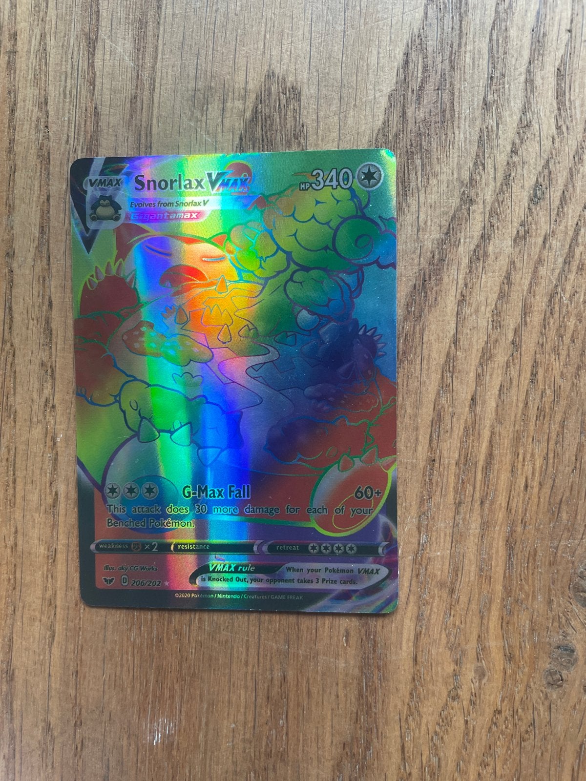 Pokémon Snorlax VMAX Rainbow Rare kaart, Hobby en Vrije tijd, Ophalen, Zo goed als nieuw, Losse kaart, Foil