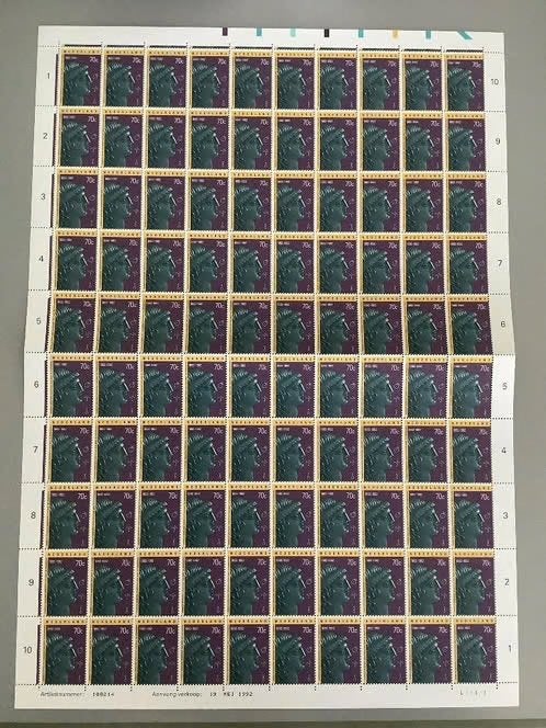 Munt- en Penningkunde NVPH 1529 in compleet vel, Ophalen of Verzenden, Postfris