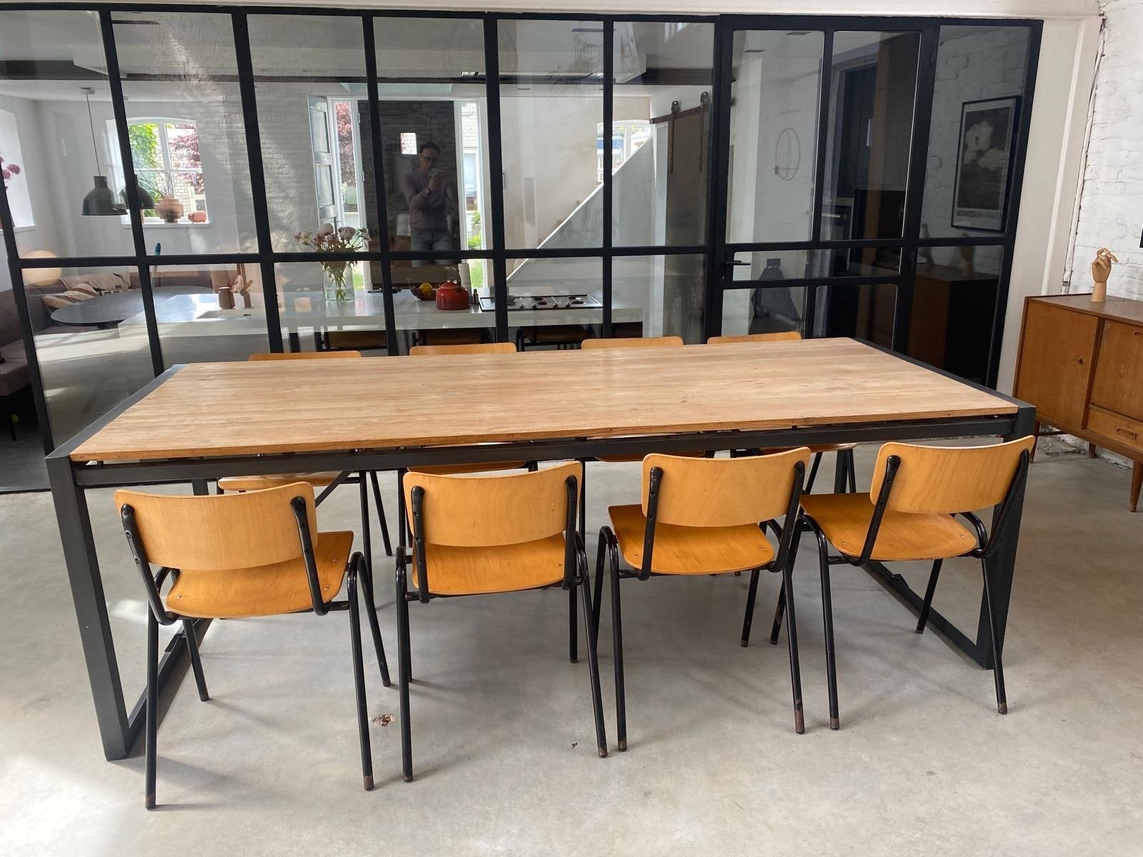 Set van 8 vintage schoolstoelen, Ophalen, Gebruikt, Zwart