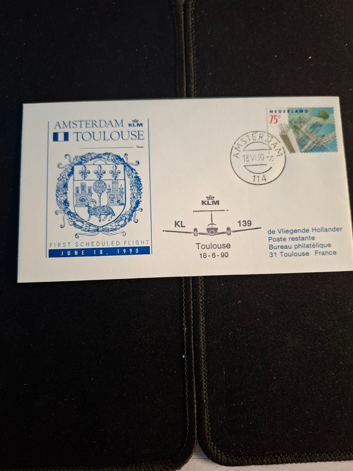 KLM Eerste Lijnvlucht Amsterdam-Toulouse 18-06-1990, Ophalen of Verzenden