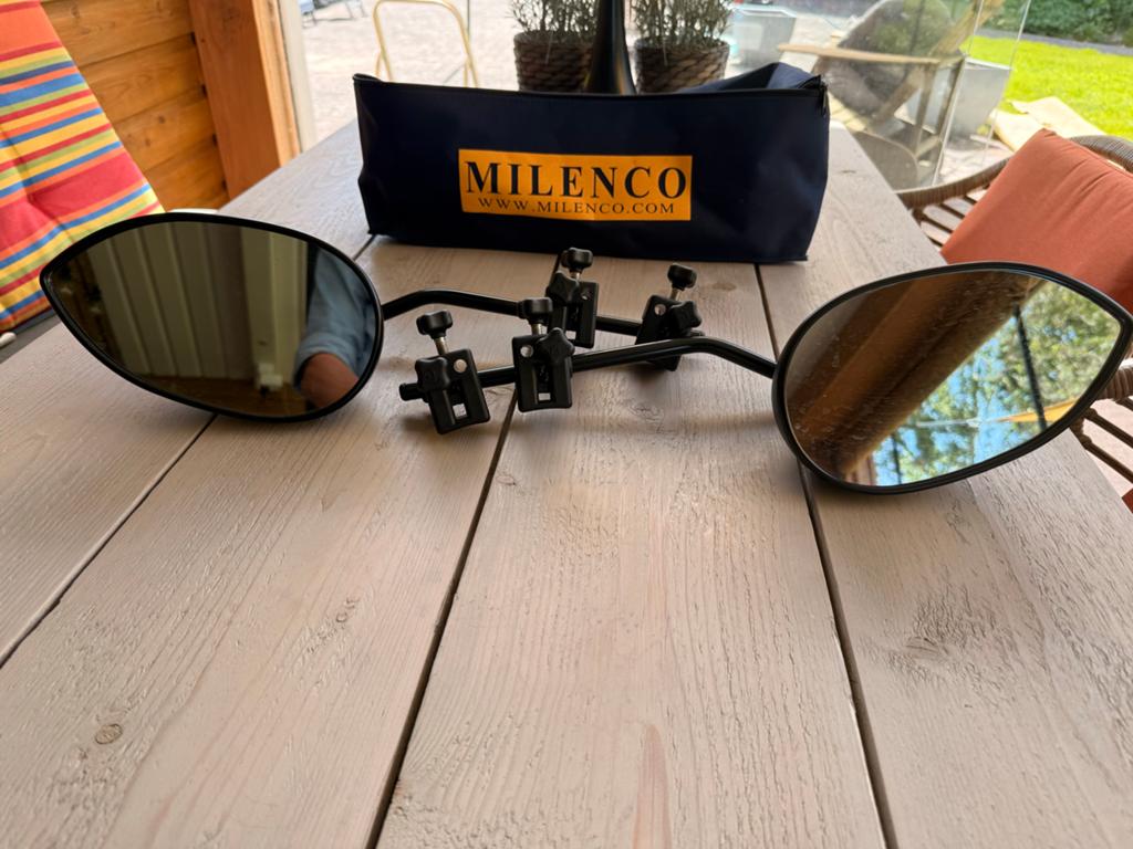 Milenco caravanspiegels - Compleet met opbergtas, Ophalen, Gebruikt