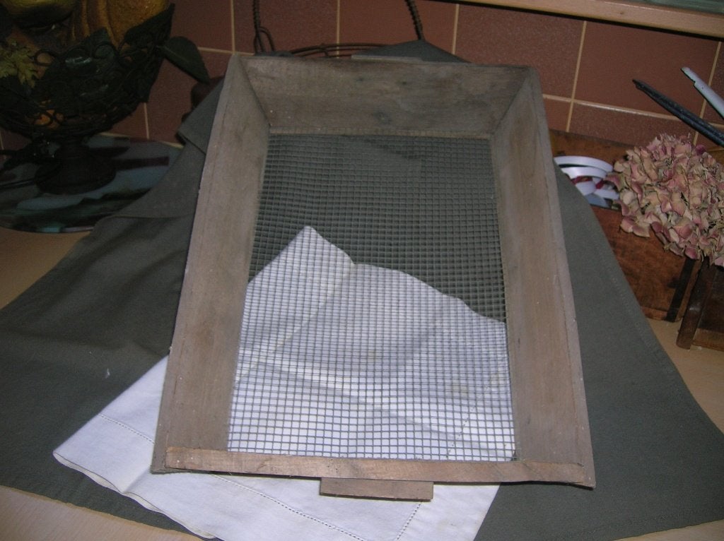 oude houten zeefbak 42 x 31 cm., Ophalen of Verzenden