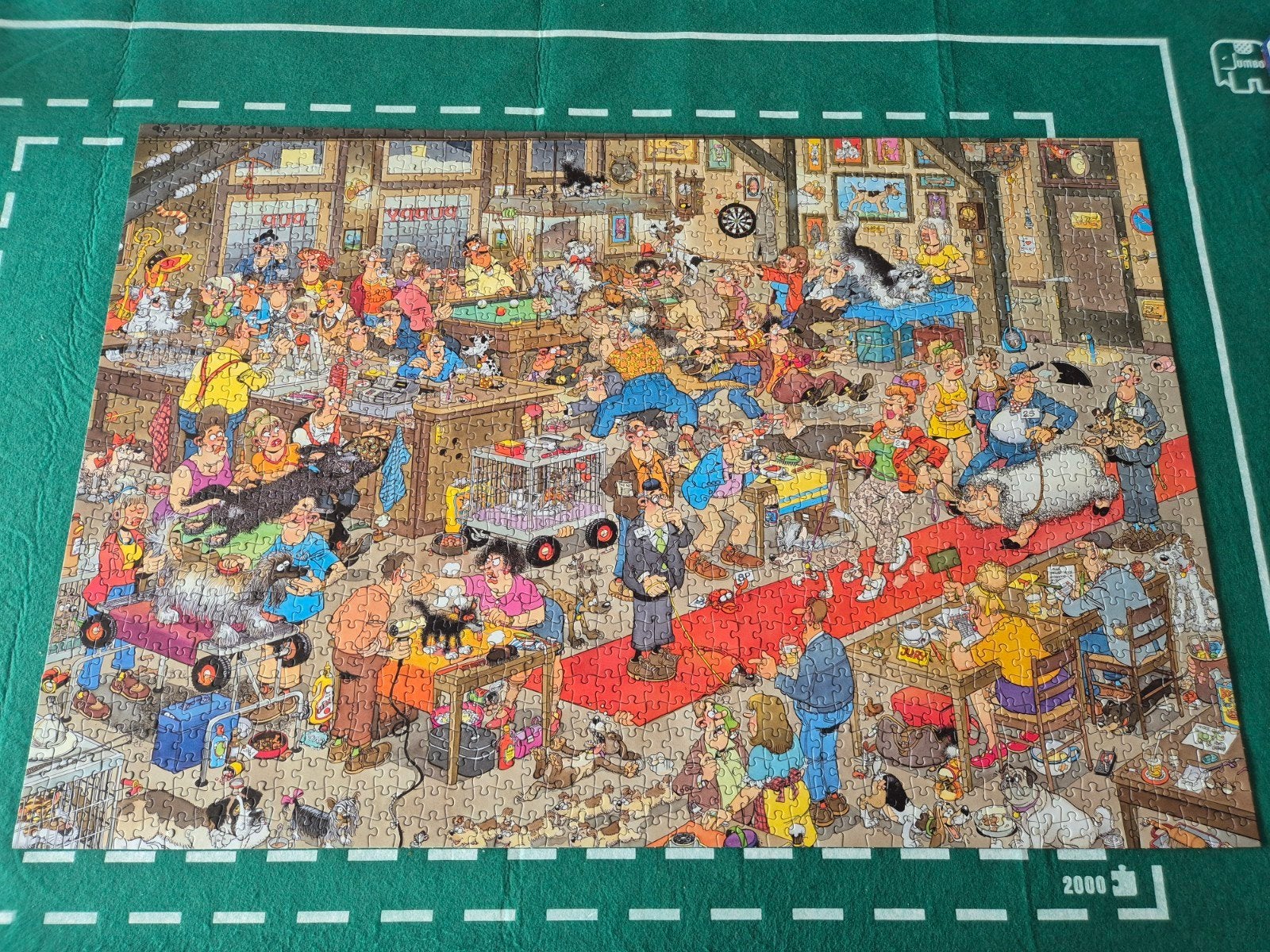 Puzzel Jan van Haasteren "de hondenshow" 1500 stukjes, Ophalen, 500 t/m 1500 stukjes, Zo goed als nieuw, Legpuzzel