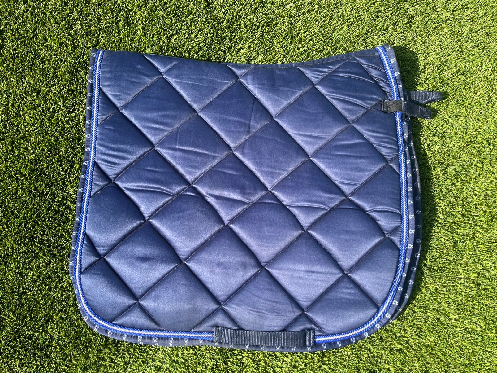 Blauw dressuurdekje (PaardenpraatTV) - Maat Full/L, Dieren en Toebehoren, Full (L), Ophalen of Verzenden, Zo goed als nieuw, Blauw