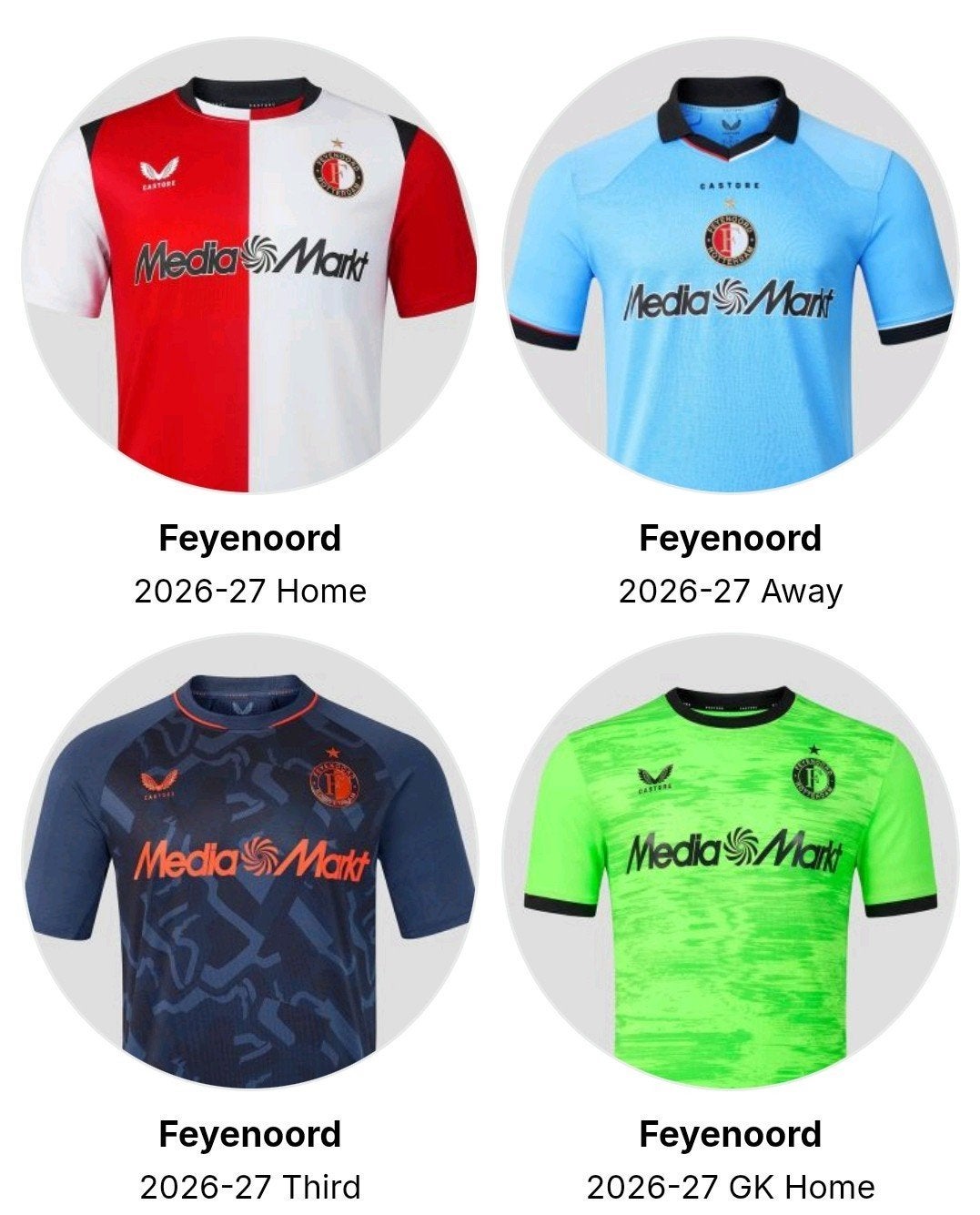 Feyenoord voetbalshirts 2026-2027, Ophalen of Verzenden, Castore, Voetbal