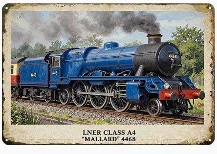 Metalen wandbord met oude locomotief., Verzenden, Nieuw, Trein, Overige typen
