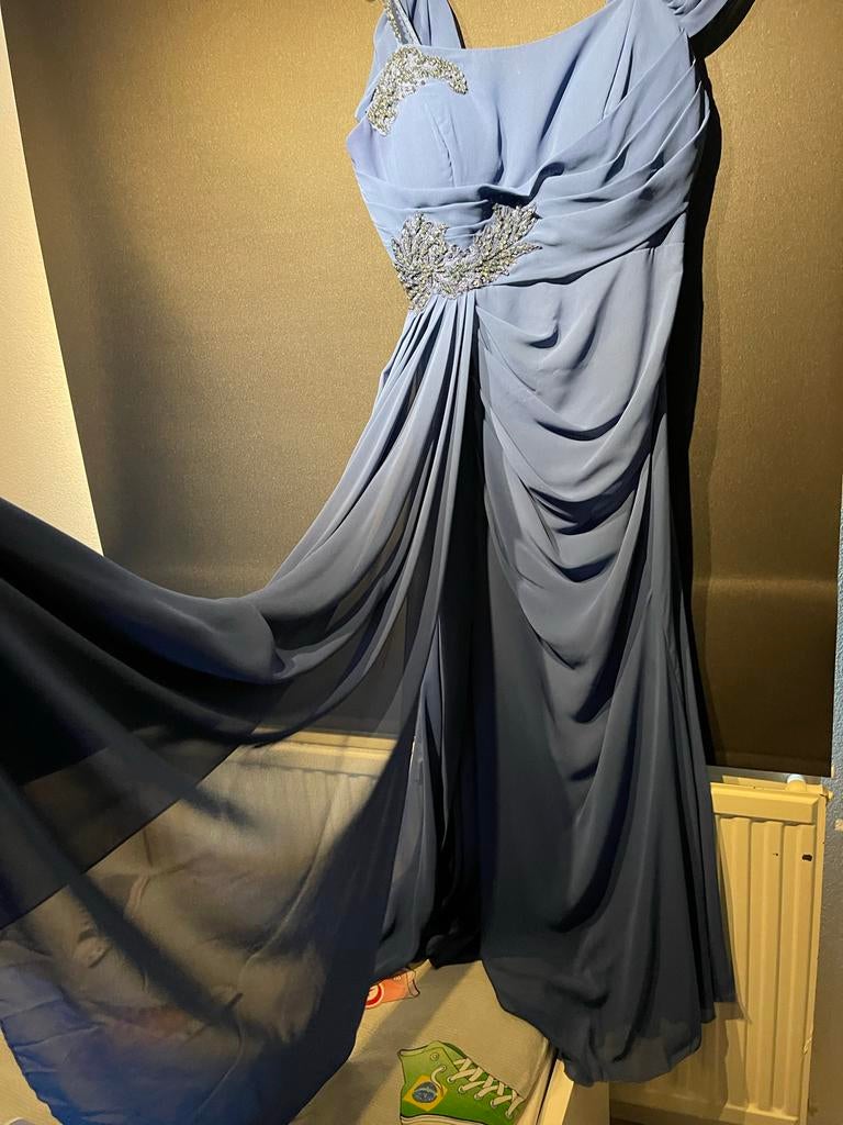 Chique Avondjurk / Galajurk -perfect voor gelegenheden, Galajurk, Blauw, Maat 42/44 (L), Ophalen of Verzenden