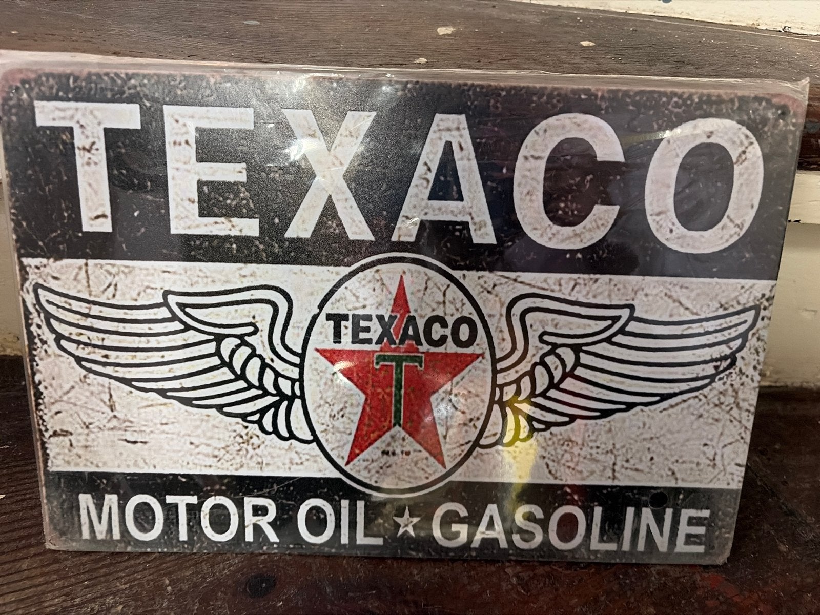 Vintage Texaco Motor Oil Gasoline Reclamebord, Reclamebord, Nieuw, Ophalen of Verzenden, X