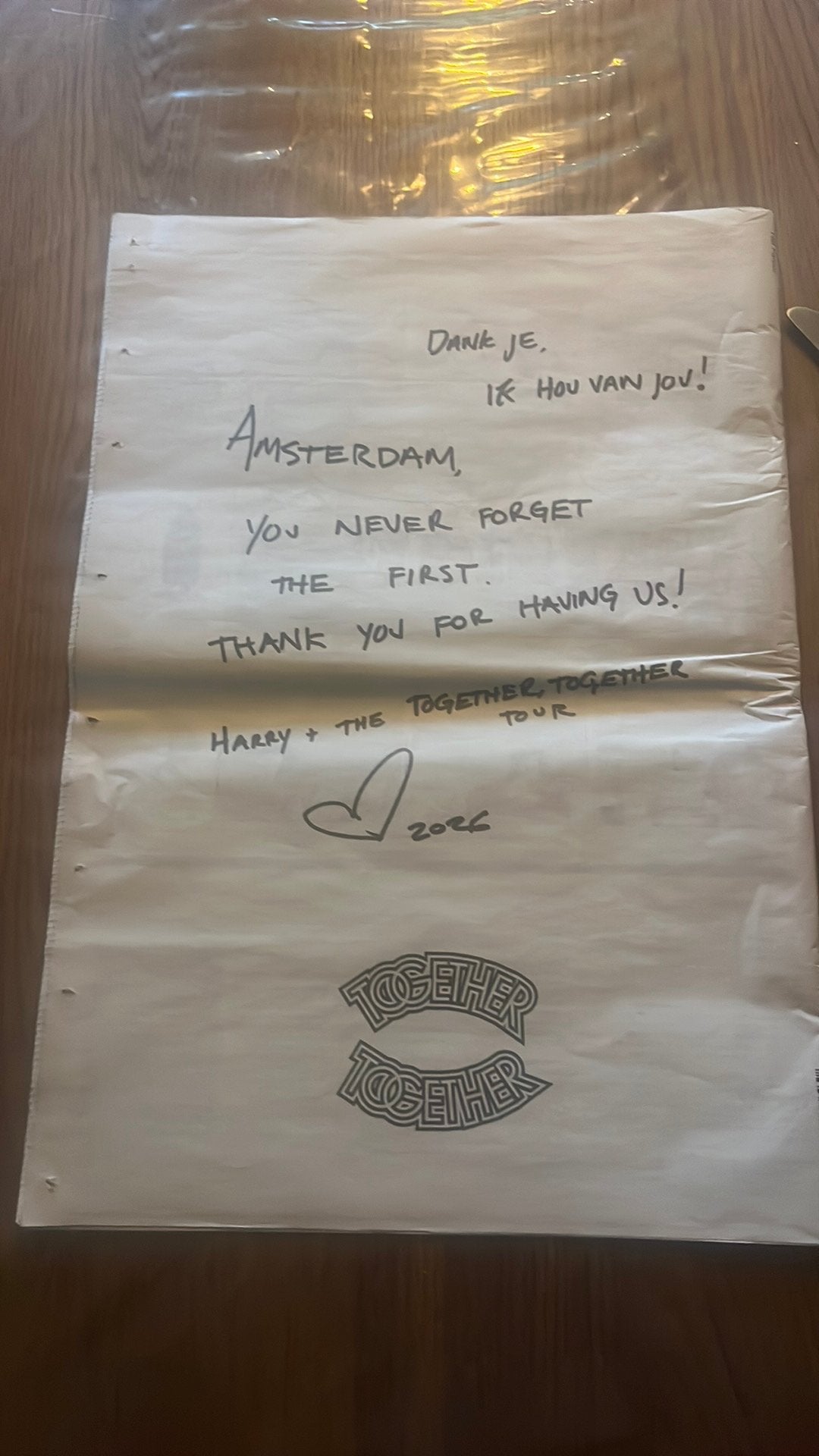 Parool met bericht van Harry Styles, Ophalen of Verzenden