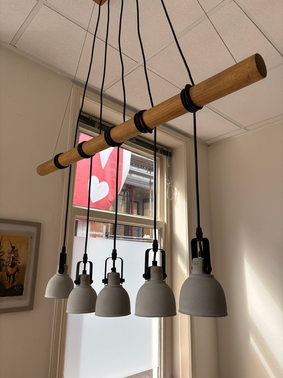 Hanglamp hout / beton, Ophalen, Zo goed als nieuw, Hout, Minder dan 50 cm