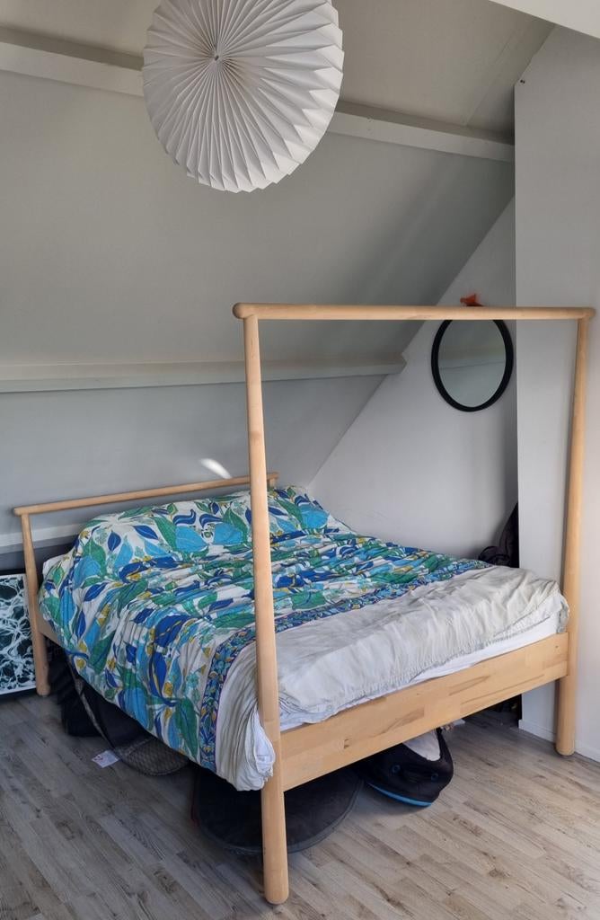 IKEA Gjora tweepersoonsbed met lattenbodem en matras, Huis en Inrichting, Slaapkamer | Bedden, Ophalen, Gebruikt, Overige kleuren