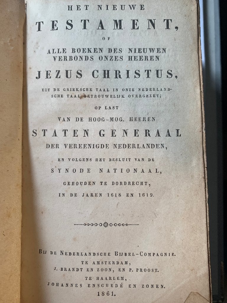 Het Nieuwe Testament - 1861 editie, Ophalen of Verzenden, Staten Generaal