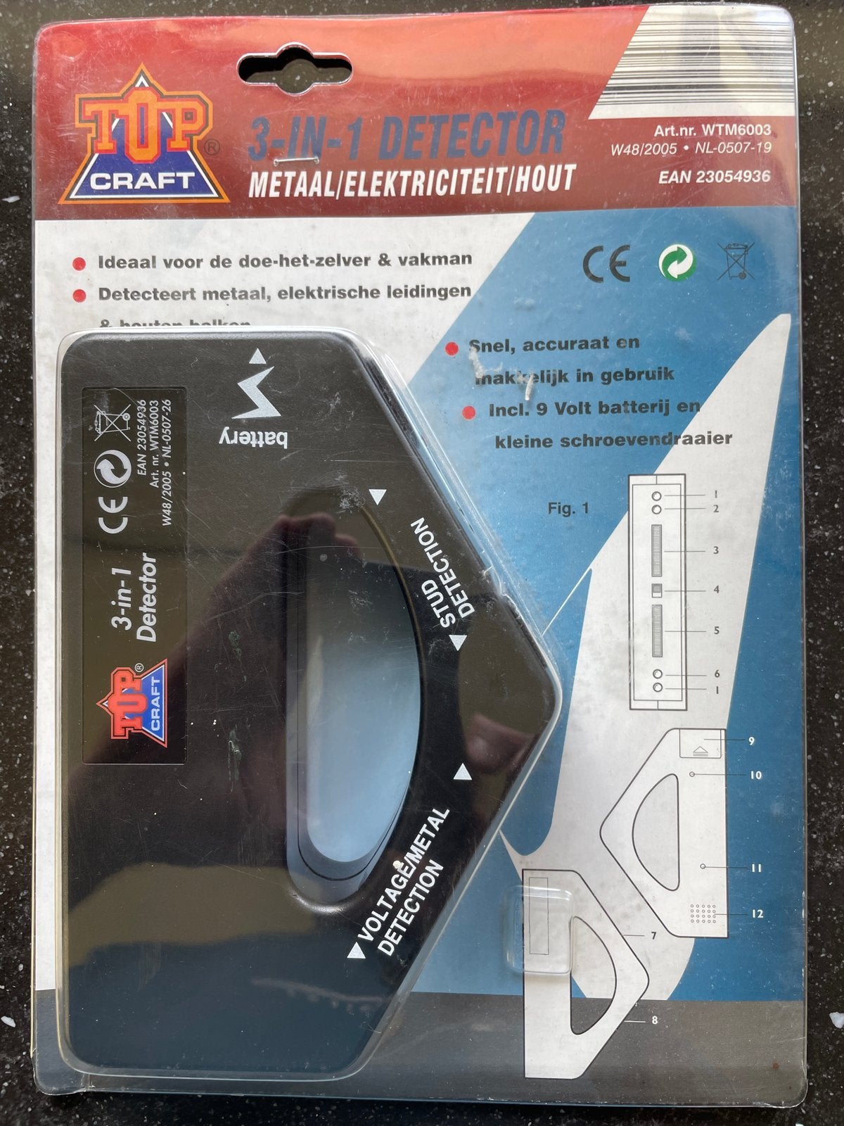 3-in-1 Detector: Hout, Metaal & Elektriciteit, Doe-het-zelf en Verbouw, Ophalen of Verzenden, Nieuw, Elektriciteit