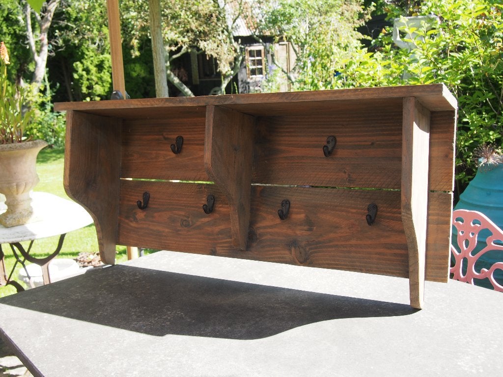 Stoer houten wandrek/kapstok/keukenrek - 100x47x22 cm, Gebruikt, Minder dan 100 cm, Hout, Ophalen