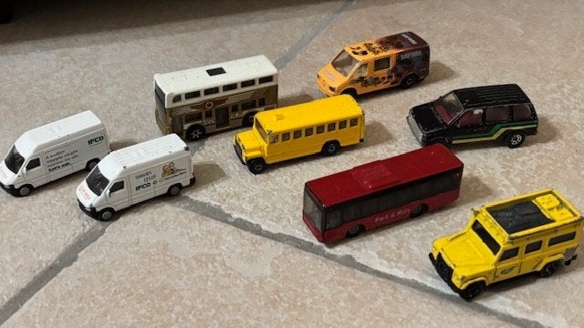 Speelgoed busjes, bussen:Two story bus ( Matchbox), Land Rov, Ophalen of Verzenden