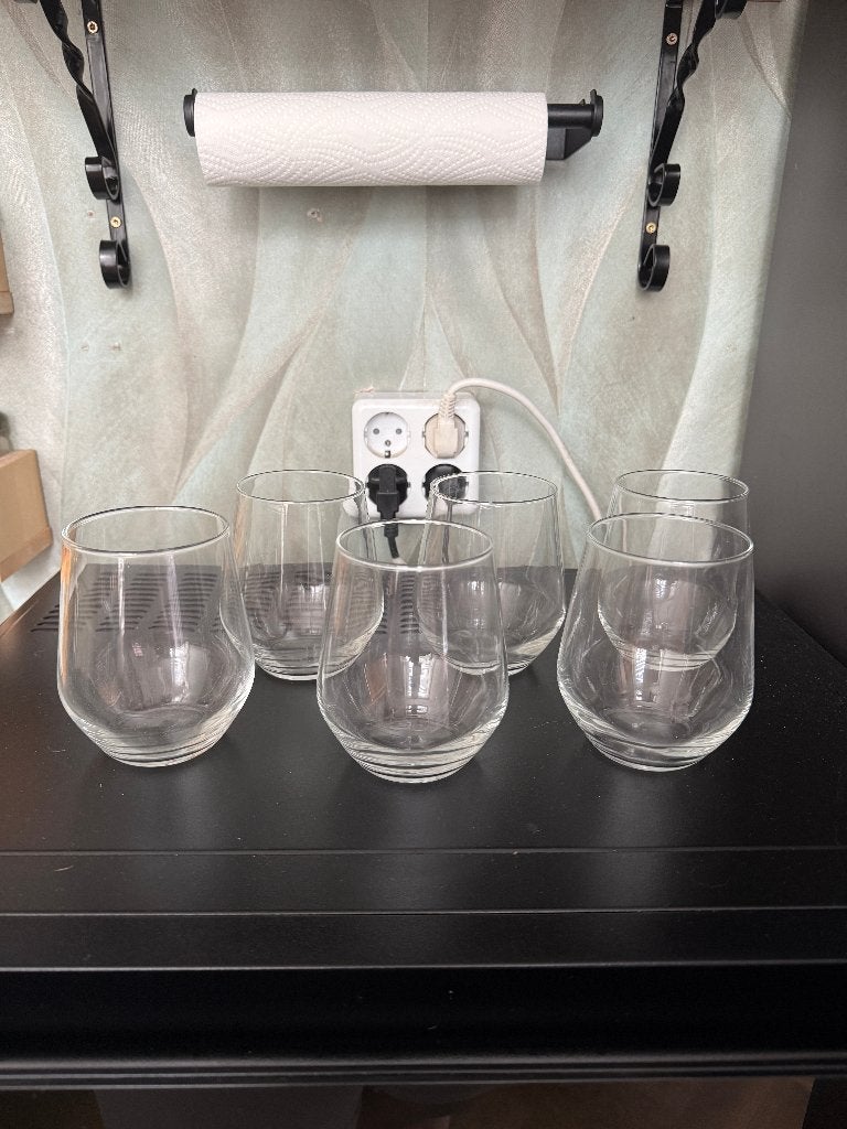 6 glazen, Verzamelen, Glas en Borrelglaasjes, Ophalen of Verzenden, Zo goed als nieuw, Waterglas