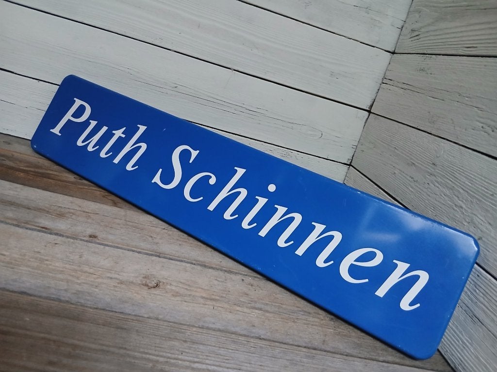 Origineel Emaille Plaatsnaambord 'Puth Schinnen'., Overige typen, Onbekend, Ophalen of Verzenden, Zo goed als nieuw