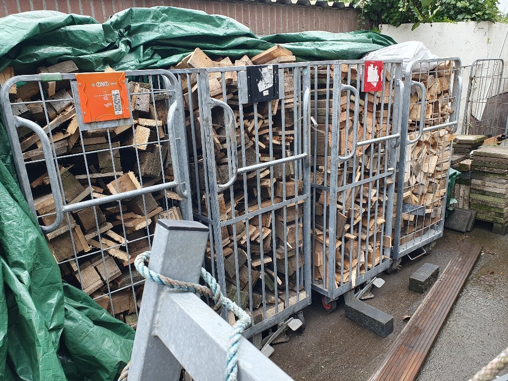 6 ROL CONTAINERS MET KACHEL HOUT, Minder dan 3 m³, Ophalen, Overige houtsoorten, Blokken
