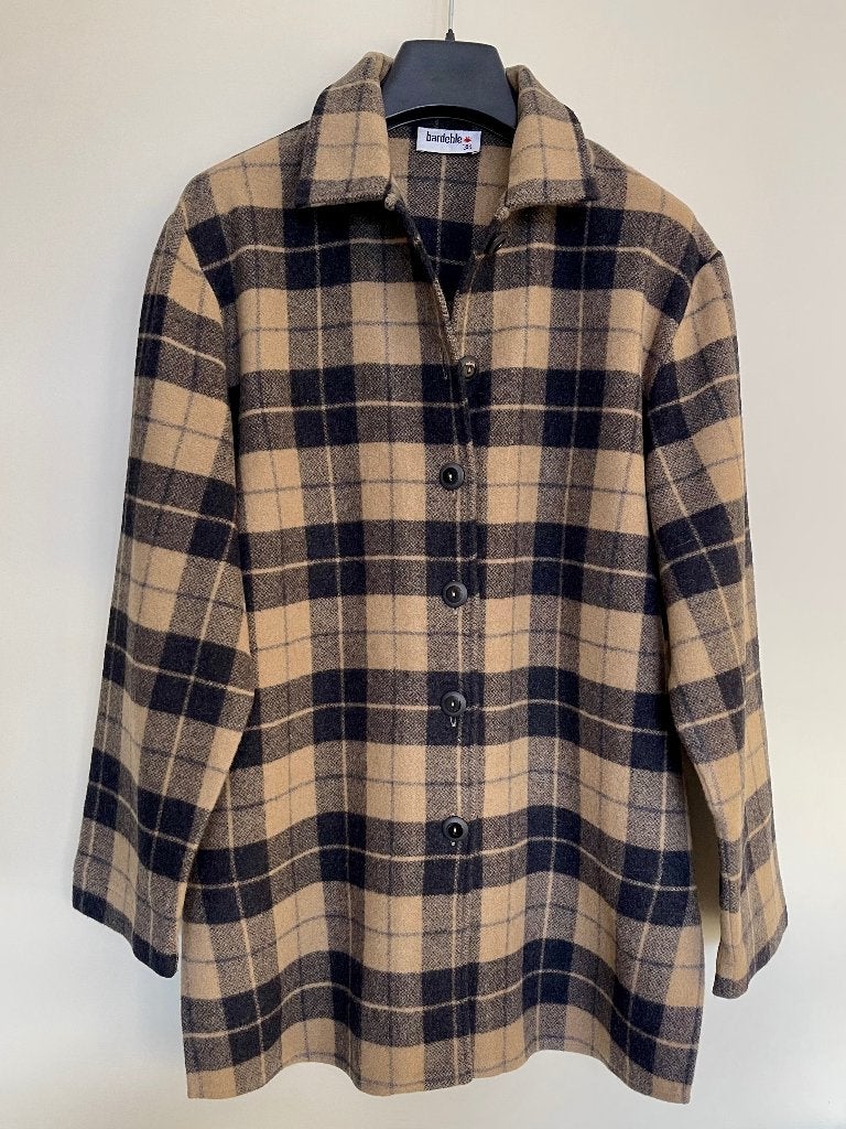 jasje van antraciet-camel geruite wolmix fleece(Bardehle), Maat 38/40 (M), Meerkleurig, Ophalen of Verzenden, Zo goed als nieuw