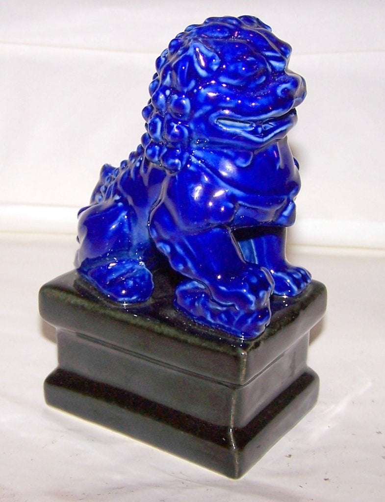 Chinese keramieken Foo Dog Tempelbewaker beeldje. H. 14cm., Ophalen of Verzenden, Zo goed als nieuw, Dier