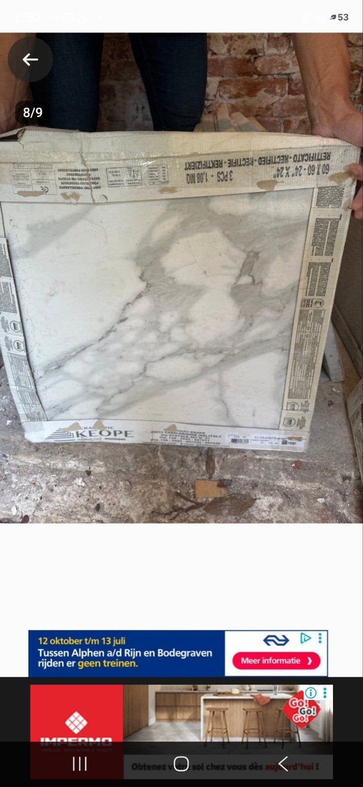 koepe italian marbel floor tiles 7 boxes, Ophalen of Verzenden