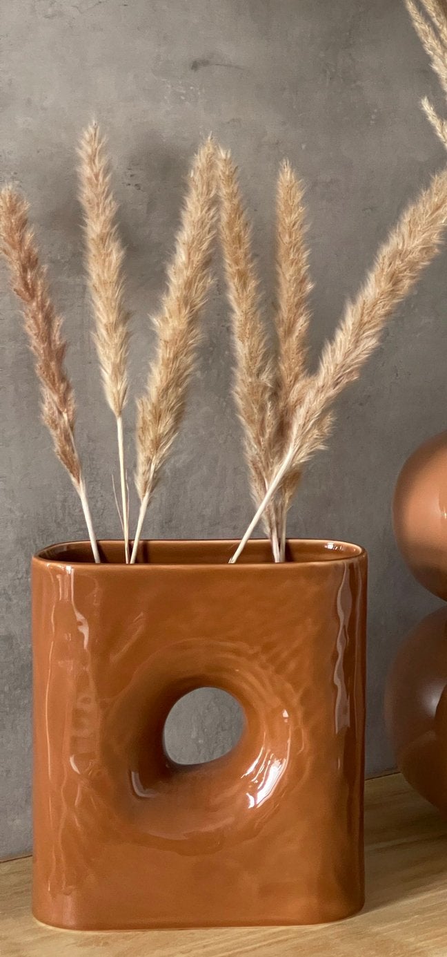 Terracotta vaas aardewerk - 21x8x22,5cm, Verzenden, Nieuw, Bruin, Steen/keramiek
