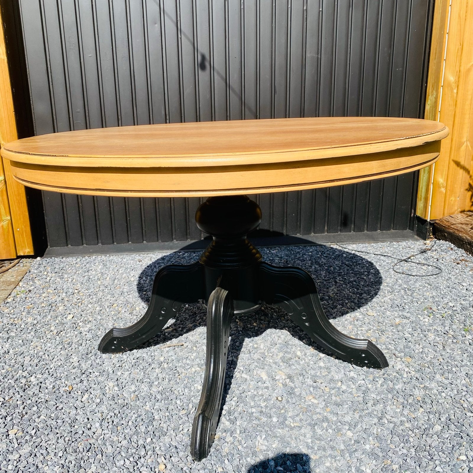 Antieke uittrekbare eetkamertafel met kolompoot, Ophalen