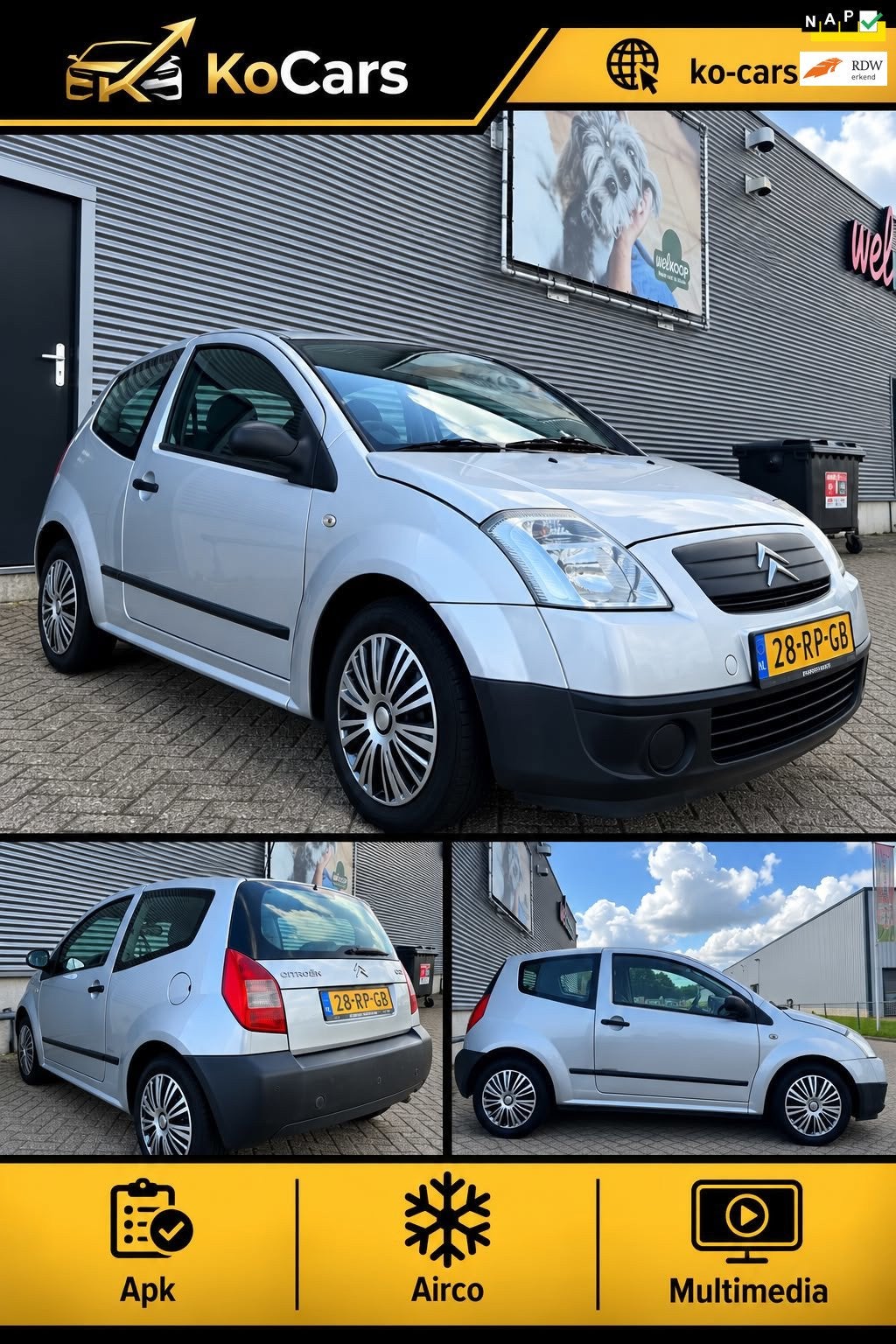 Citroen C2 / Apk / Airco / Multimedia, Auto's, Voorwielaandrijving, 450 kg, 31 €/maand, 4 cilinders