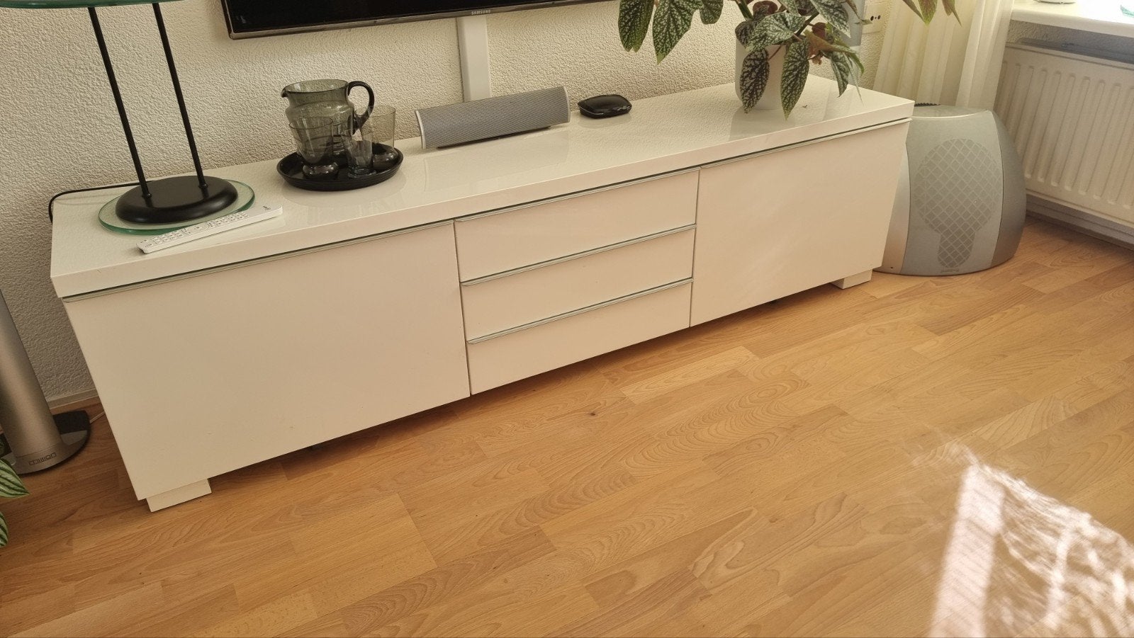 witte hoogglans tvkast 180x40 hoog 48cm, Ophalen, Zo goed als nieuw, 25 tot 50 cm, Minder dan 100 cm